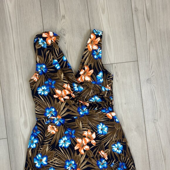 Lands' End 6L 6 Long Tummy Control Surplice Faux-Wrap One-Piece Swim Dress - Picture 2 of 10